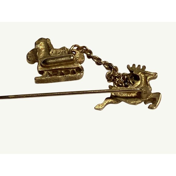 Vintage Avon Gold-Tone Reindeer & Sleigh Brooch Pin Holiday Jewelry Retro Christ - Picture 10 of 12